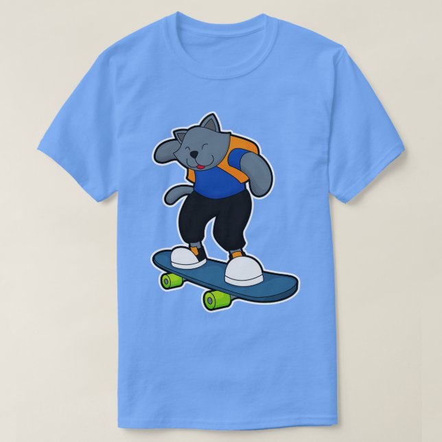 Camiseta Gato como Skateboarder con Skateboard (Diseño del anverso)