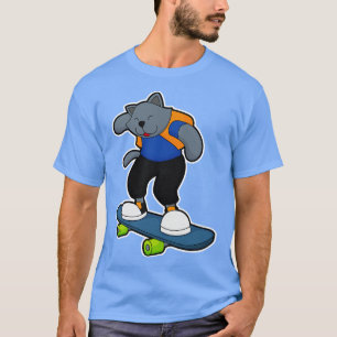 Camiseta Gato como Skateboarder con Skateboard