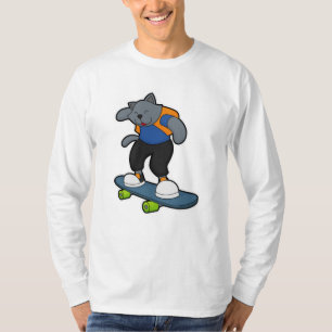 Camiseta Gato como Skateboarder con Skateboard
