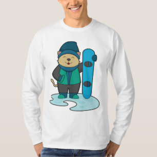 Camiseta Gato como snowboarder con Snowboard