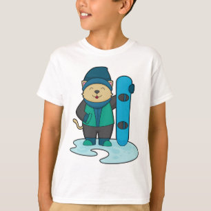 Camiseta Gato como snowboarder con Snowboard