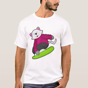 Camiseta Gato como snowboarder con Snowboard