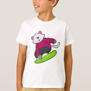 Camiseta Gato como snowboarder con Snowboard