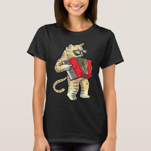 Camiseta Gato Con Acordeón Acordeonista Músico Acordeón