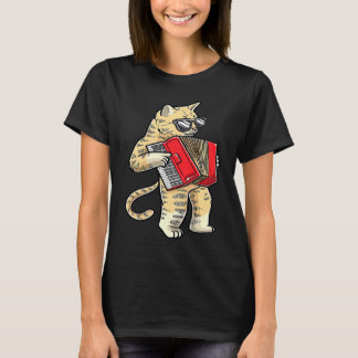 Camiseta Gato Con Acordeón Acordeonista Músico Acordeón