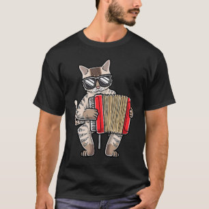 Camiseta Gato Con Acordeón Acordeonista Músico Acordeón