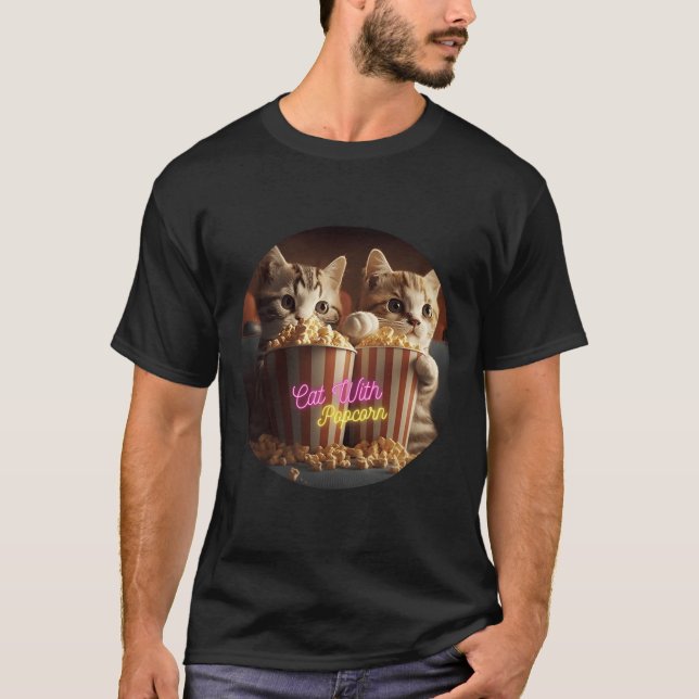 Camiseta Gato con amigo de Popcorn (Anverso)