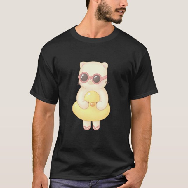 Camiseta Gato con anillo de goma de pato (Anverso)