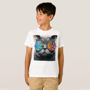 Camiseta Gato con anteojos de color