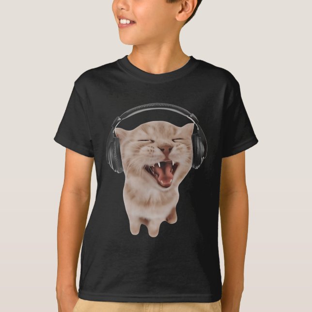Camiseta Gato con audífonos (Anverso)