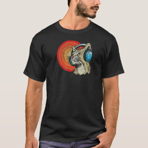 Camiseta Gato con audífonos Audiofilia de gato y música