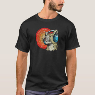 Camiseta Gato con auriculares Gato y música Audiófilo 1