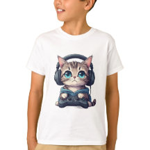 Gato con auriculares y controlador
