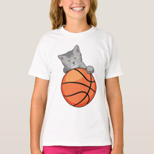Camiseta Gato con baloncesto