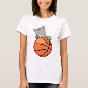 Camiseta Gato con baloncesto