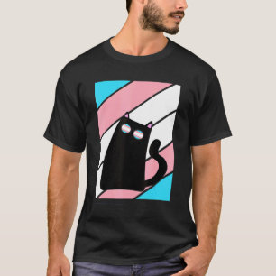 Camiseta Gato con bandera transgénero de orgullo Aliado org