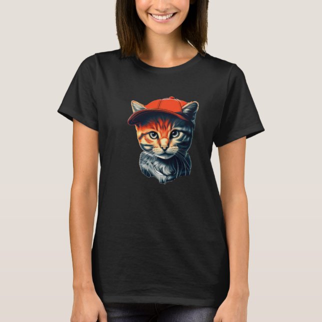 Camiseta Gato con Beanie (Anverso)