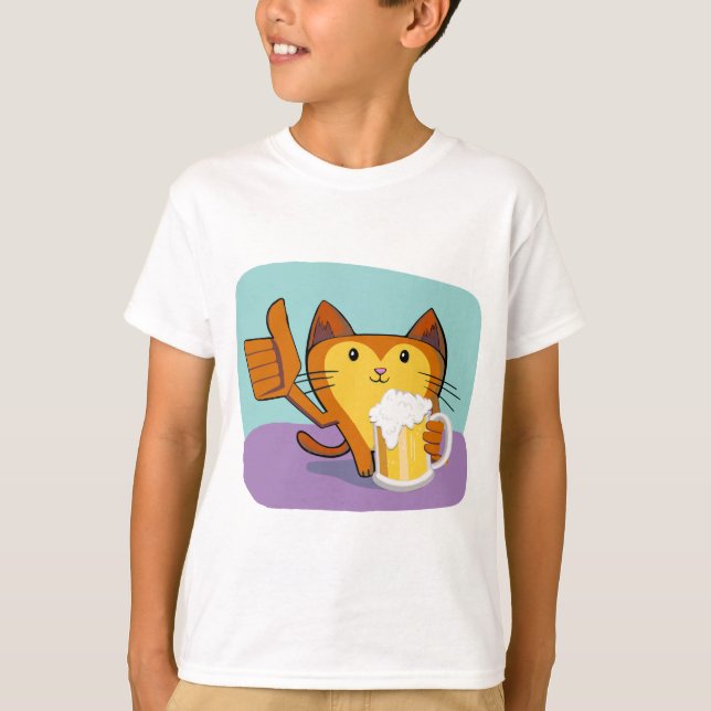 Camiseta Gato con Bebida – Diseño Divertido Inspirado en Me (Anverso)