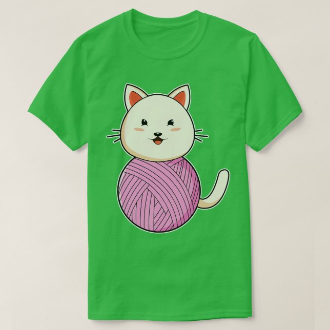 Camiseta Gato con bola de hilado de lana 3 (Diseño del anverso)