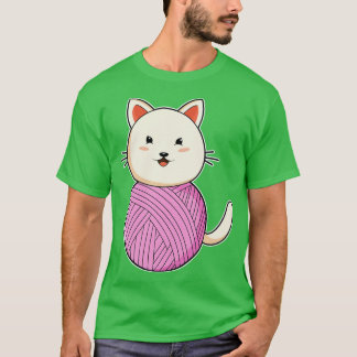 Camiseta Gato con bola de hilado de lana 3