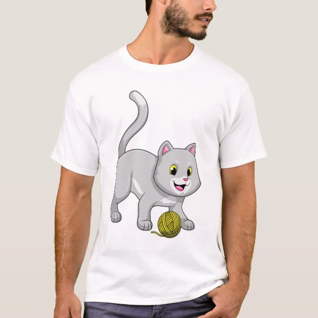 Camiseta Gato con bola de hilo de lana (Anverso)