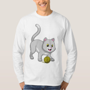 Camiseta Gato con bola de hilo de lana