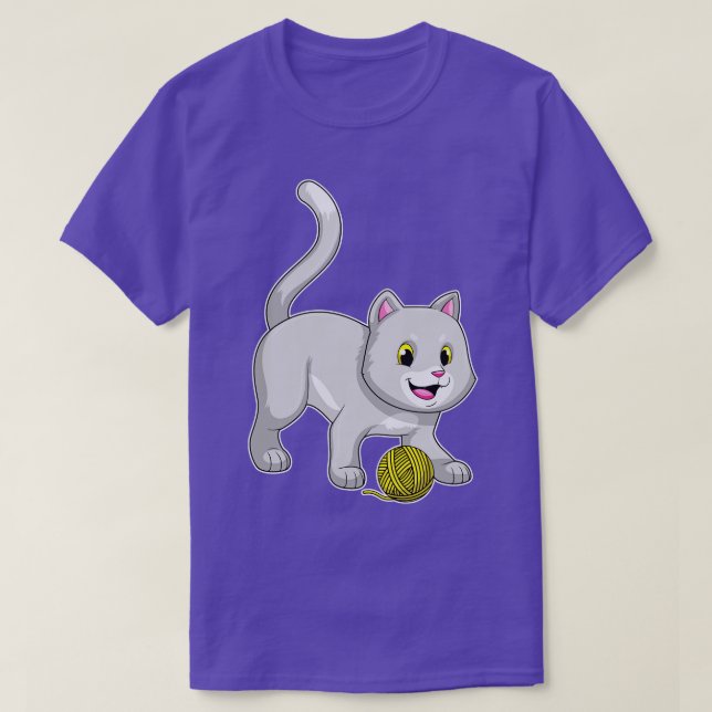 Camiseta Gato con bola de hilo de lana (Diseño del anverso)