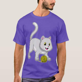 Camiseta Gato con bola de hilo de lana