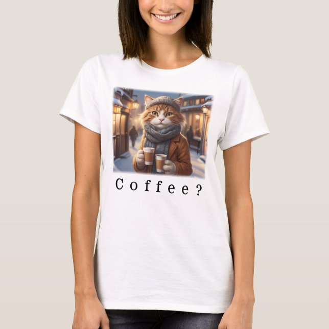 Camiseta Gato con café (Anverso)