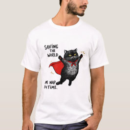 Camiseta Gato con capa de superhéroe
