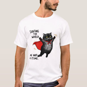 Camiseta Gato con capa de superhéroe