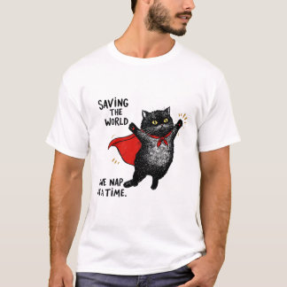 Camiseta Gato con capa de superhéroe