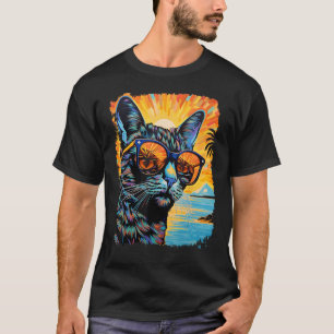 Camiseta Gato con Caparazón de Tortuga Pop Art Fiesta en la