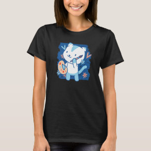 Camiseta Gato con cara bonita pinta cuadros para dueños de 