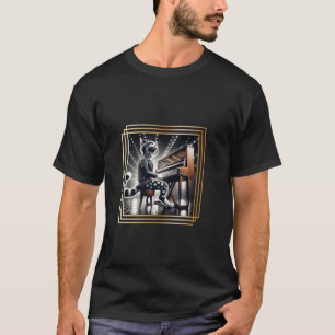 Camiseta Gato con chaqueta de armadura tocando el piano, ca