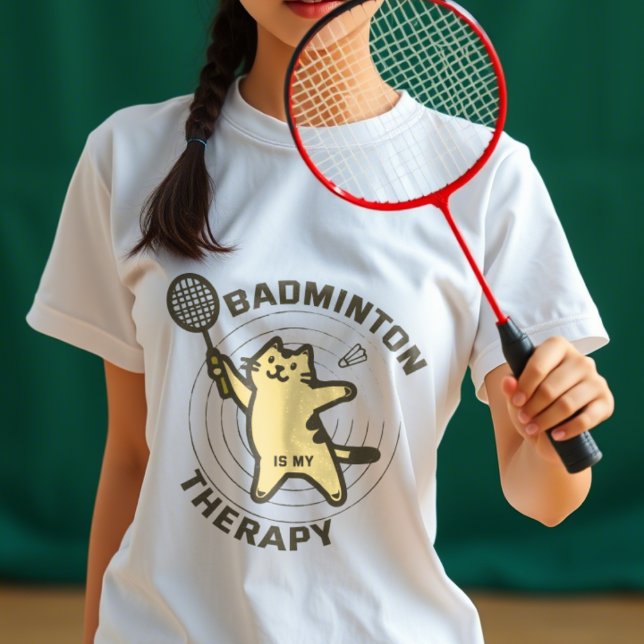 Camiseta Gato con chistoso comentario de badminton (Subido por el creador)