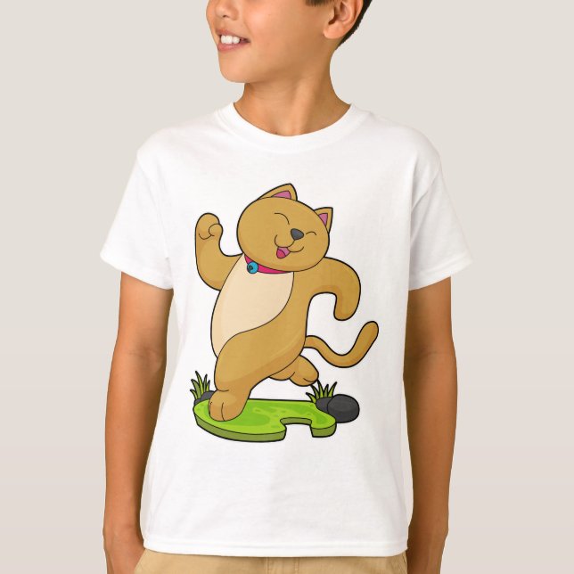 Camiseta Gato con choker en ejecución (Anverso)