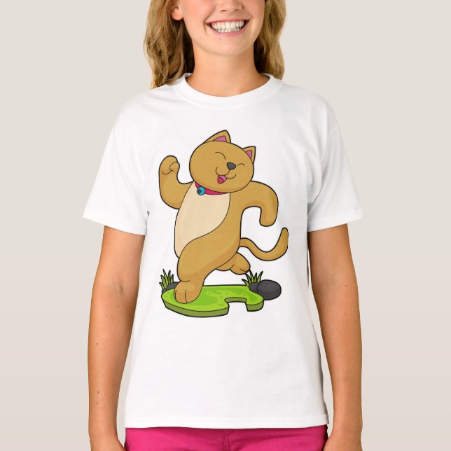 Camiseta Gato con choker en ejecución (Anverso)