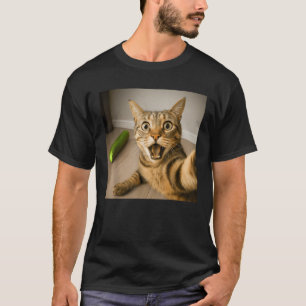 Camiseta Gato con Choque Divertido Selfie con Diseño de Mem