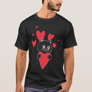 Camiseta Gato Con Corazón Relación Amor Romántico Valentin