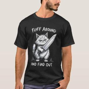 Camiseta Gato con Cuchillo Gatos Divertidos Meme Fluff Alre