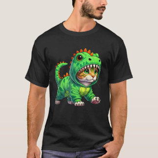 Camiseta Gato con disfraz de dinosaurio Cosplay Halloween T
