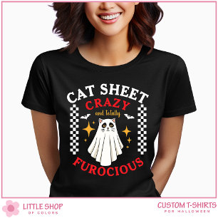 Camiseta Gato con disfraz de fantasma para mujer en Hallowe