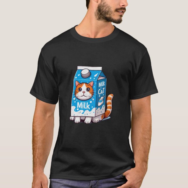 Camiseta Gato con disfraz de leche (Anverso)