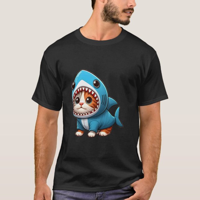 Camiseta Gato con disfraz de tiburón 1 (Anverso)