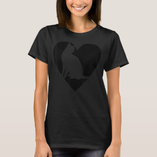 Camiseta Gato con diversión de corazón animal negro