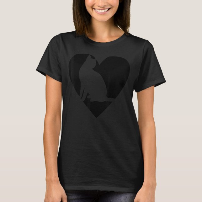 Camiseta Gato con diversión de corazón animal negro (Anverso)
