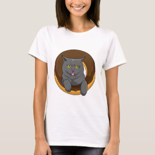 Camiseta Gato con donut