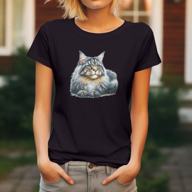 Camiseta Gato con elegancia en acuarela (Subido por el creador)
