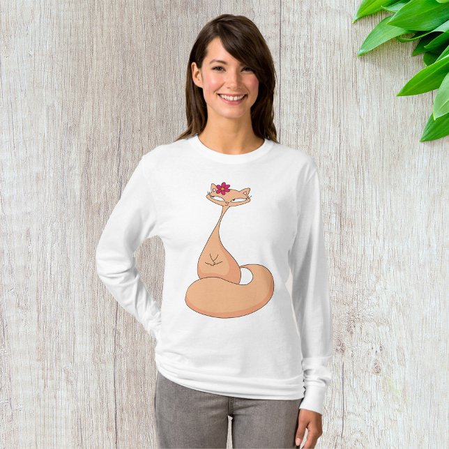 Camiseta Gato con flor lindo Kawaii Kitty (Subido por el creador)